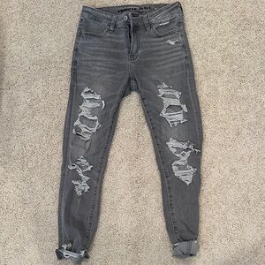 American Eagle Outfitters Women's Ripped Gray Boyfriend Jeans